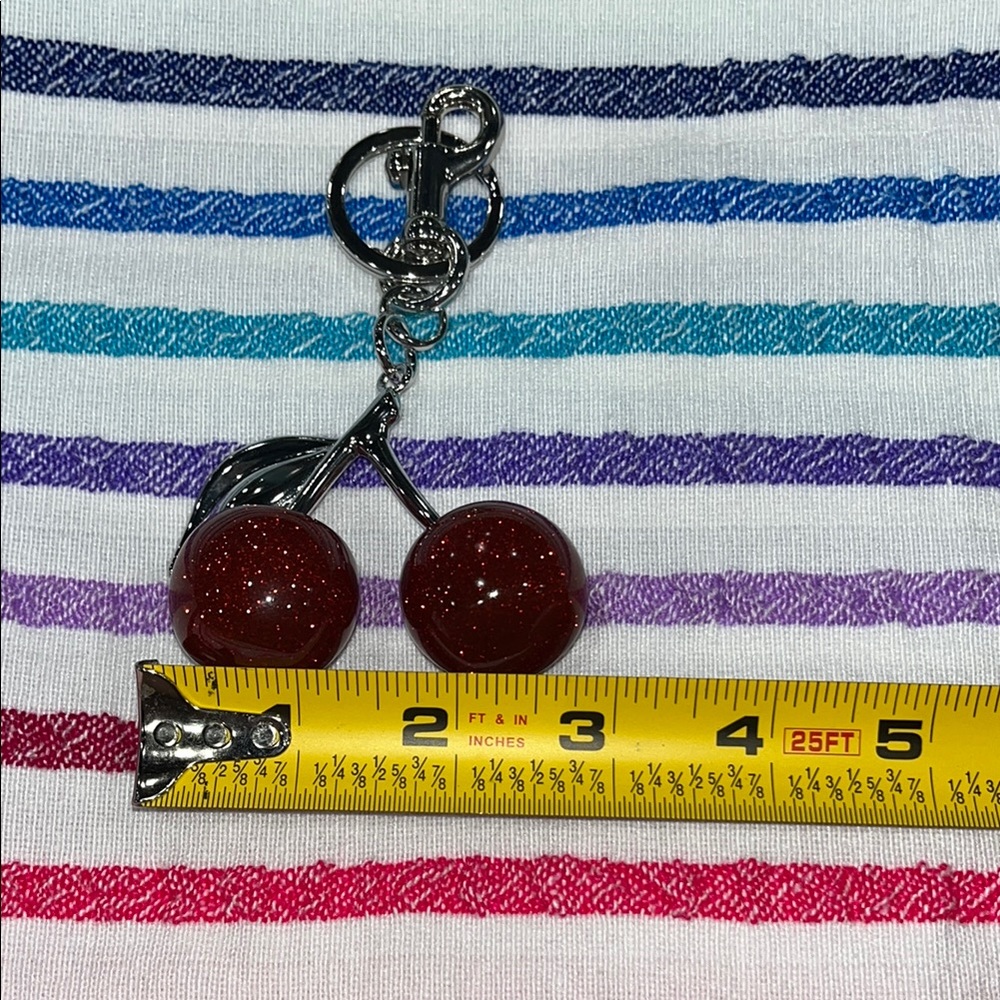 Cherry Keychain Accessory - Silver and Red‎ - Picture 8 of 8
